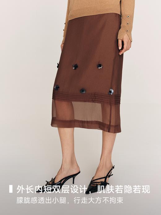 手工缝制立体花 重工割纤纱打条一步裙FB486823D 商品图12