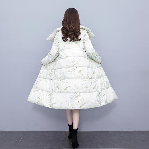 通勤百搭，加厚中长款印花棉袄外套立领单排扣新款羽绒棉服HR-XMRS2335 商品图4