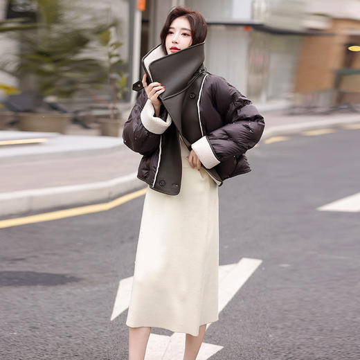 冬季新款，大翻领拼接皮衣保暖防风90羽绒服短外套HR-GYGM2398 商品图5