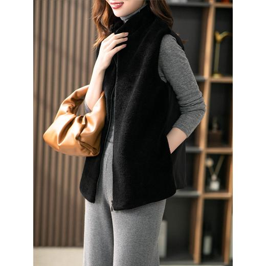 原形 短款羊剪绒马甲女2023秋冬新款韩版皮毛一体保暖加厚皮草外套 商品图2