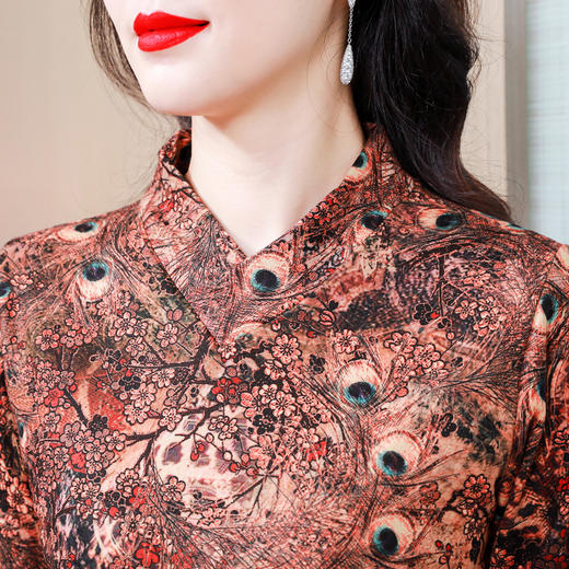 秋冬新款，中式国风立领双面绒打底衫女加厚妈妈贵夫人T恤上衣KQL-336H6500 商品图3