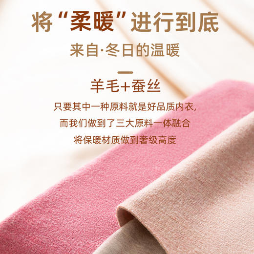 加绒加厚保暖新款，蚕丝羊毛抗菌保暖内衣套装发热男女士款秋衣秋裤LT-F8007 商品图1