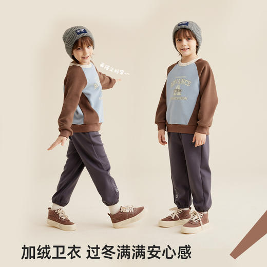 【内里暖和复合奥粒绒】美式复古插肩袖印花加绒卫衣PQWY2329 商品图1