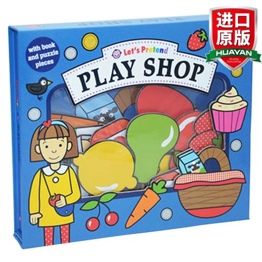 英文原版 商店购物场景扮演 Lets Pretend Play Shop 翻翻操作书 拼图游戏书 全英文版 商品图0