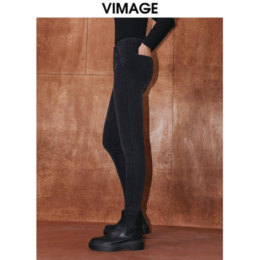 VIMAGE纬漫纪冬季新款时尚通勤休闲显瘦百搭牛仔裤V2005627 商品图3
