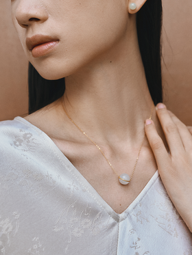 和田玉珠银镀18K 吊坠项链MN643023D