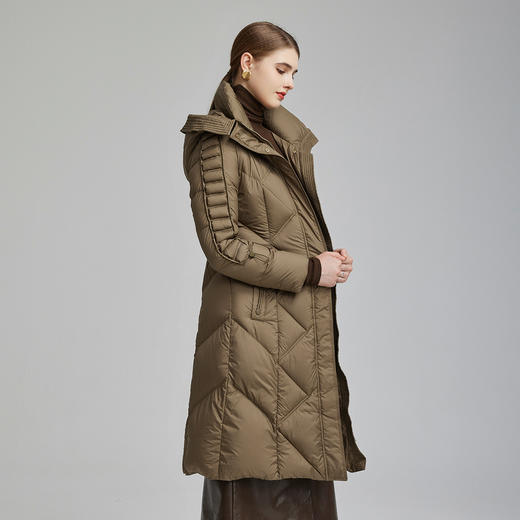 NR012斯尔丽23冬季新款双领连帽长款保暖羽绒服 商品图2