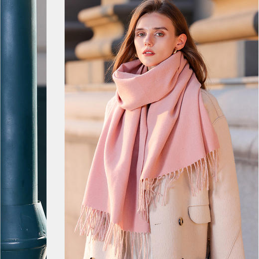 抢79两条！【MUYANHUAN 木言欢双面单色仿羊绒围巾/双F格子围巾】保暖流苏亲肤可做围巾/披肩/暖毯 商品图4