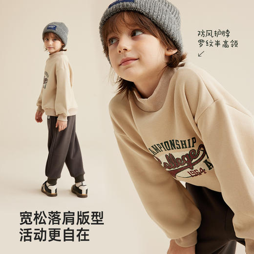 儿童美式复古印花加绒卫衣 商品图3