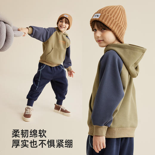 【轻暖一体绒 厚实不紧绷】儿童插肩袖加绒卫衣PQWY2331 商品图3