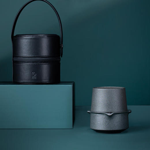 万仟堂 茶具 单人旅行茶具套装便携包快客杯一壶一杯礼品茶具 天时地利A 星砂釉 1壶1杯1便携包 商品图2