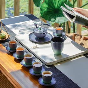 万仟堂（Edenus） 茶具高档茶具套装夏荷成套陶瓷功夫茶具家用送礼窑变青绿釉专享