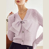 OLrain欧芮儿法式紫色针织开衫女秋季2023新款宽松蝴蝶结薄款上衣 商品缩略图0