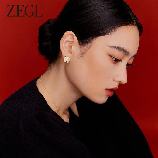 ZEGL设计师本命年龙系列福龙和田玉耳环女小众S925银耳钉新年耳饰 商品图2