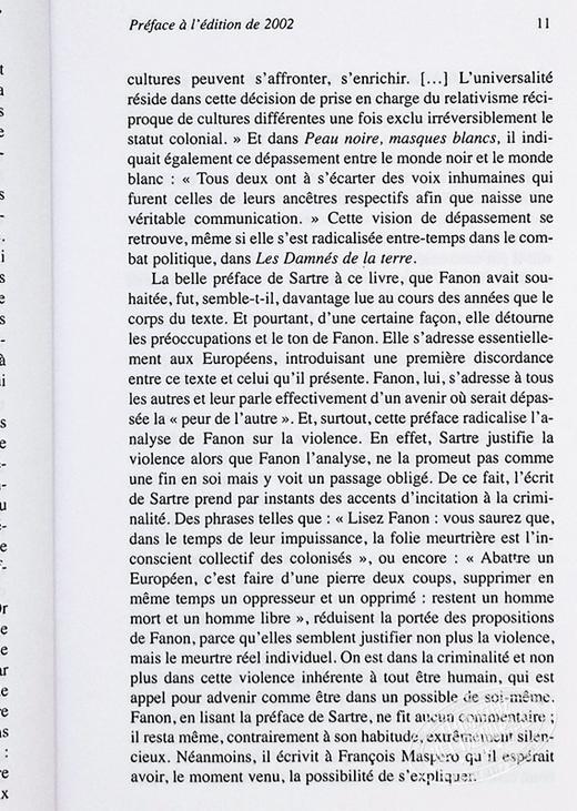 【中商原版】法农精选2本 法文原版 全世界受苦的人 黑皮肤白面具 Frantz Fanon 社科哲学图书 经典作品集 商品图5