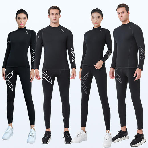 ZXZI专业跑步男女运动压缩衣裤加绒紧身健身跑步服骑行服速干套装 商品图5