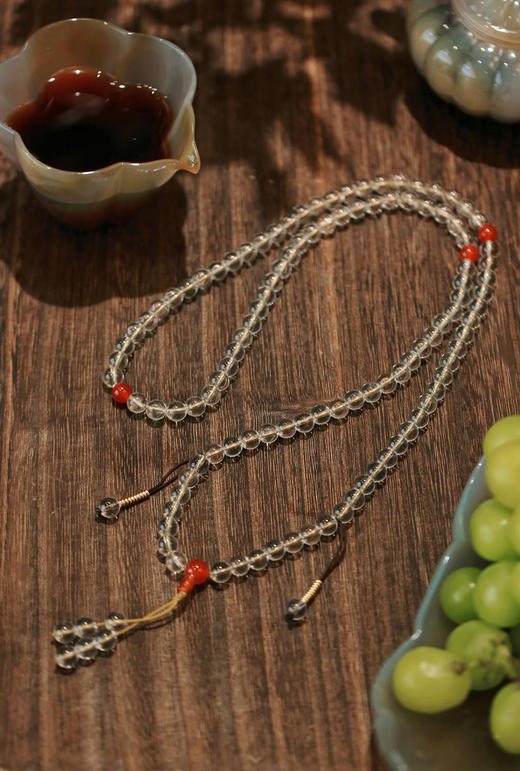 盛唐牡丹|天然白水晶108颗手持佛珠 商品图0