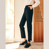 OLrain欧芮儿时髦黑色休闲裤女秋季2023新款简约修身通勤开叉西裤 商品缩略图3