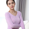 RY-RY2304秋冬新款蕾丝V领美体保暖内衣套装女无痕薄款紧身秋衣秋裤打底衣 商品缩略图2