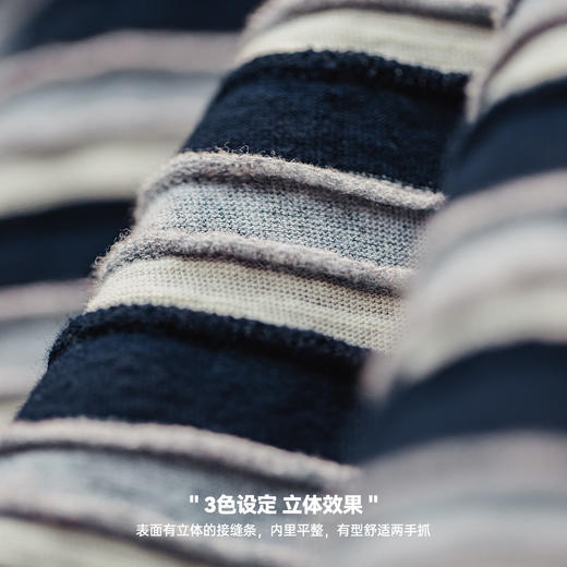 工装优选 美式休闲海浪立体条纹T恤撞色圆领插肩袖针织打底衫男秋 商品图2