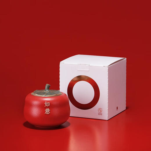 万仟堂茶叶罐水果茶具陶瓷 密封罐茶叶盒 柿柿如意 茶具配件 事事如意 A 商品图5