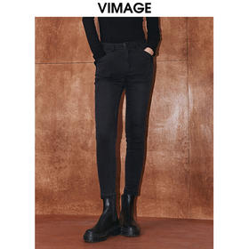 VIMAGE纬漫纪冬季新款时尚通勤休闲显瘦百搭牛仔裤V2005627