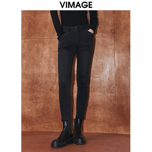 VIMAGE纬漫纪冬季新款时尚通勤休闲显瘦百搭牛仔裤V2005627 商品图0