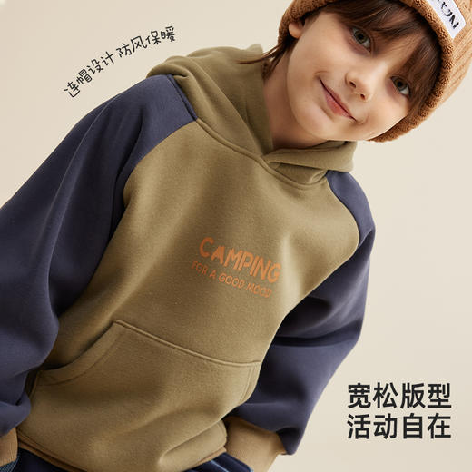 【轻暖一体绒 厚实不紧绷】儿童插肩袖加绒卫衣PQWY2331 商品图2