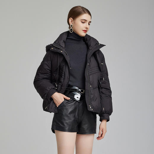 NR007斯尔丽2023冬季新款时尚设计感宽松短款减龄保暖显高白鸭绒羽绒服 商品图2