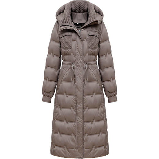 修身时尚，冬款长款简约保暖羽绒服长袖连帽洋气防寒白鸭绒外套YM-OMS-OB376-L 商品图4