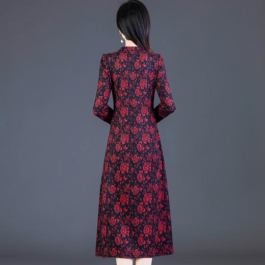 QYM 236555-Y气质印花大码优雅连衣裙 商品图2