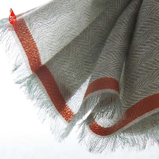 SAINTJOY/上久楷 羊绒围巾  披肩  人字纹清风淡雅边框方巾  FJS23053 商品图6