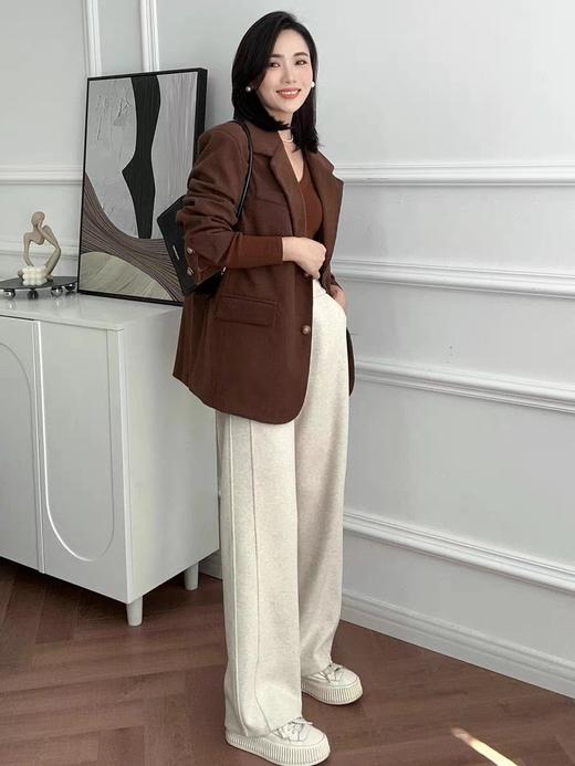 品质款！品质羊毛呢人字纹，冬季垂感高级感。高腰松紧窄版阔腿裤 商品图5