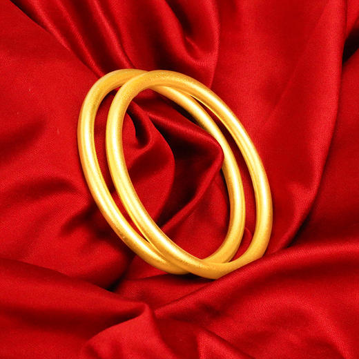 【我不能保证你永远的幸福！但黄金手镯可以】沙金古法传承黄金手镯女实心，三生三世磨砂铜镀金镯子国风饰品，精细做工、国风设计、多款选择 商品图1