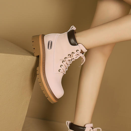 西遇美式大黄靴女新款秋季踢不烂圆头马丁靴户外工装厚底短靴V1933830 商品图1