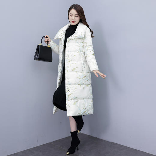 通勤百搭，加厚中长款印花棉袄外套立领单排扣新款羽绒棉服HR-XMRS2335 商品图3