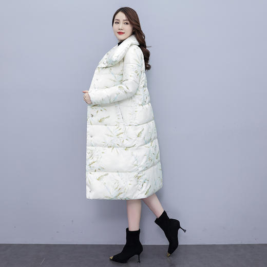 通勤百搭，加厚中长款印花棉袄外套立领单排扣新款羽绒棉服HR-XMRS2335 商品图6