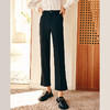 OLrain欧芮儿时髦黑色休闲裤女秋季2023新款简约修身通勤开叉西裤 商品缩略图0