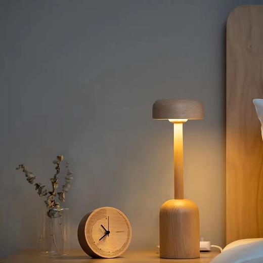 本来设计台灯床头灯北欧氛围灯触摸木质无线原木风温馨小夜灯 商品图3