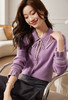 【专属特惠】熙世界2025秋季新款优雅气质撞色飘带翻领针织衫女 商品缩略图1