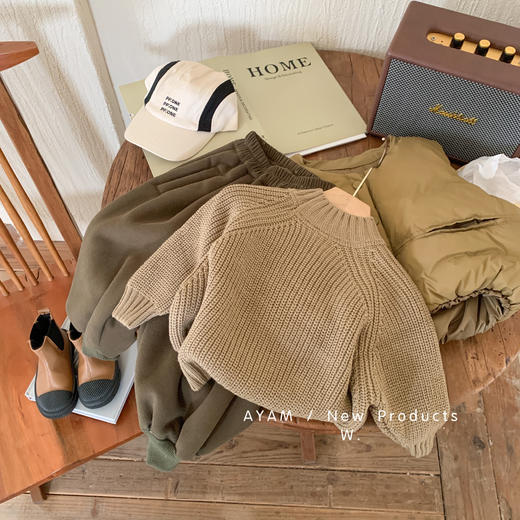 年终大促【韩版设计！舒适自在】春季新款儿童春秋毛衣男童女童，粗针圆领宽松内搭森系洋气，呼吸温柔舒适；精选天然纱线，柔韧亲肤 商品图6