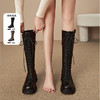 西遇厚底马丁靴女新款秋季美式甜酷机车不过膝长靴黑色骑士靴V1933840 商品缩略图0
