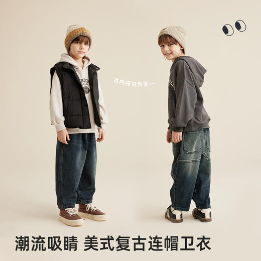 亲子款美式复古连帽卫衣PQWY2334 商品图1