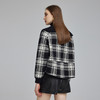 NG121斯尔丽2023秋冬新款撞色领时尚小款针织提花格子宽松版显瘦外套 商品缩略图1