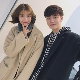 【情侣百搭时尚❗️网红毛呢大衣】秋冬季男女韩版中长款呢子风衣情侣装外套潮流大码舒适父亲节礼物新年礼盒年货礼盒