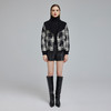 NG121斯尔丽2023秋冬新款撞色领时尚小款针织提花格子宽松版显瘦外套 商品缩略图3