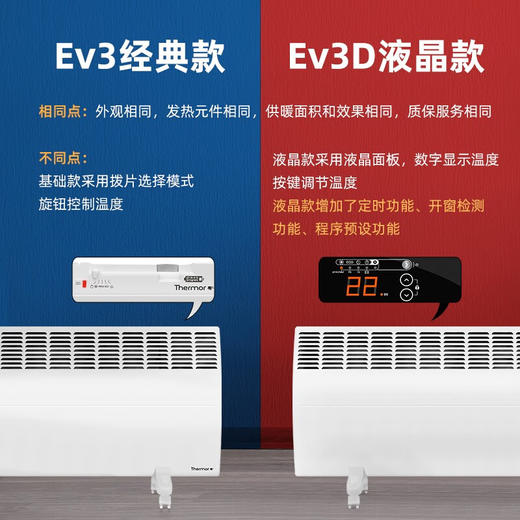 赛蒙（Thermor）EV3D-2500欧洲原装进口液晶显示智控升级版电暖器智能安静落地移动款 商品图6