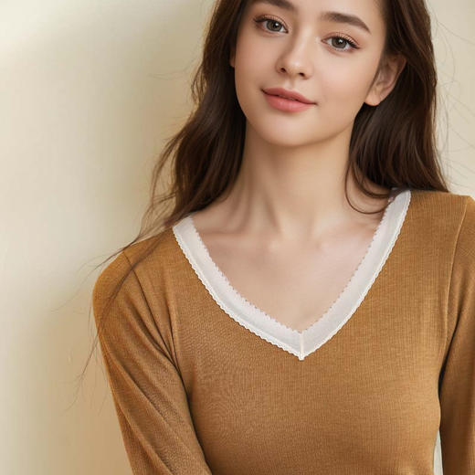 RY-RY8618秋冬薄款绵羊毛发热保暖内衣套装女士无缝弹力塑身秋衣秋裤打底衣 商品图2