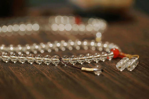 盛唐牡丹|天然白水晶108颗手持佛珠 商品图7