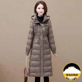 修身时尚，冬款长款简约保暖羽绒服长袖连帽洋气防寒白鸭绒外套YM-OMS-OB376-L